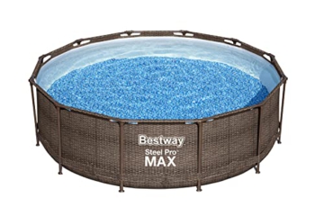 Bestway Steel Pro MAX Frame Pool-Set mit Filterpumpe Ø 366 x 100 cm, Rattan-Optik (Schokobraun), rund - 9