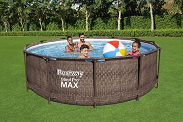 Bestway Steel Pro MAX Frame Pool-Set mit Filterpumpe Ø 366 x 100 cm, Rattan-Optik (Schokobraun), rund - 10