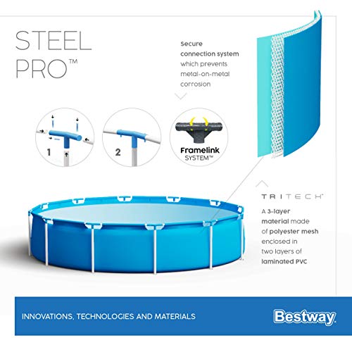 Bestway Steel Pro Max Framepool mit Getränkehaltern, ohne Pumpe, rund, 305 x 76 cm - 9