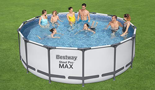Bestway Steel Pro Max Gerahmter Gartenpool, oberirdische Schwimmbad, rund, grau, 4,3 m - 2