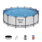 Bestway Steel Pro Max Gerahmter Gartenpool, oberirdische Schwimmbad, rund, grau, 4,3 m - 1