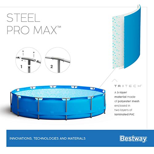 Bestway Steel Pro Max Pool Set 366x76 cm, Frame Pool rund im Set, inklusive Filterpumpe und Getränkehaltern - 11