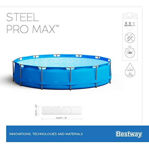 Bestway Steel Pro Max Pool Set 366x76 cm, Frame Pool rund im Set, inklusive Filterpumpe und Getränkehaltern - 10