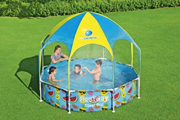 Bestway Steel Pro UV Careful Stahlrahmenpool ohne Pumpe mit Sonnenschutzdach Splash-in-Shade 244 x 51 cm Pool, multi - 2