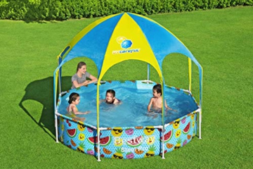 Bestway Steel Pro UV Careful Stahlrahmenpool ohne Pumpe mit Sonnenschutzdach Splash-in-Shade 244 x 51 cm Pool, multi - 12