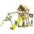 Blue Rabbit 2.0 Spielturm Kiosk mit Rutsche + Doppelschaukel Kletterturm mit 2 Schaukeln Glocke Sandkasten Lenkrad Fahne Teleskop und Holzdach (Rutschenlänge 2,90 m, Gelb) - 1