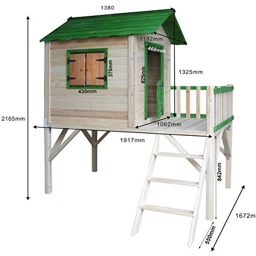 BRAST Spielhaus für Kinder mit Balkon Stelzenhaus Adventure 167x191x216cm Kinder-Haus Turm Holz Spielehaus - 2