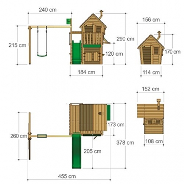 CountryCow Maxi Spielturm Kletterturm Schaukel Baumhaus - 
