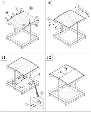 dobar 94350FSC - Sandkasten aus FSC-Holz, Dach höhenverstellbar und neigbar mit UV 801-Schutz inklusive Bodenplane, 117 x 117 x 117 cm - 6