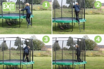 EXIT JumpArenA Oval All-in-1 / 10.95.12.00 / Trampolin mit Sicherheitsnetz, Leiter + Schuhsack / Maße: Ø 244x380 cm x 87,5 cm - 