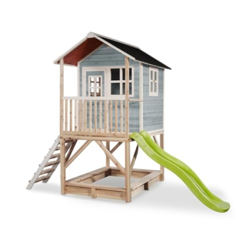 EXIT - LOFT 500 - Blau -Spielhaus Kinder Outdoor - Holzspielhaus für Kinder - Hochwertiges und Langlebiges Kinderspielhaus für den Outdoor - Spaß - 1