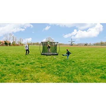 EXIT Toys Black Edition Bodentrampolin - ø305cm - Rundes Kindertrampolin Outdoor - Komplett mit Sicherheitsnetz und Fußschutzsystem - TÜV und GS-Zertifiziert - Sicherer Einstieg - Schwarz - 9