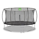 EXIT Toys Black Edition Trampolin - ø366cm - Rundes Kindertrampolin Outdoor - Komplett mit Sicherheitsnetz, Fußschutzsystem und Leiter - TÜV und GS-Zertifiziert - Modernes Design - Schwarz - 1