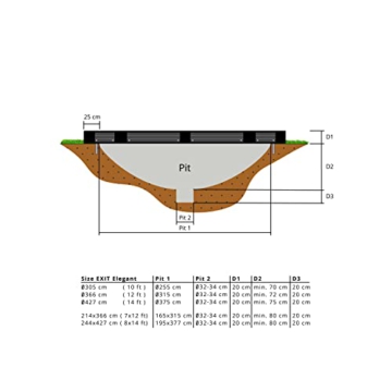 EXIT Toys Elegant Inground-Trampolin - ø305cm - Rundes Bodentrampolin Outdoor für Kinder - Sicherer Einstieg - Stabiler & Robuster Rahmen - mit Anker-Set - mit Foot Protection System - Schwarz - 4