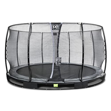 EXIT Toys Elegant Inground-Trampolin - ø305cm - Rundes Bodentrampolin Outdoor für Kinder - Sicherer Einstieg - Stabiler & Robuster Rahmen - mit Anker-Set - mit Foot Protection System - Schwarz - 1