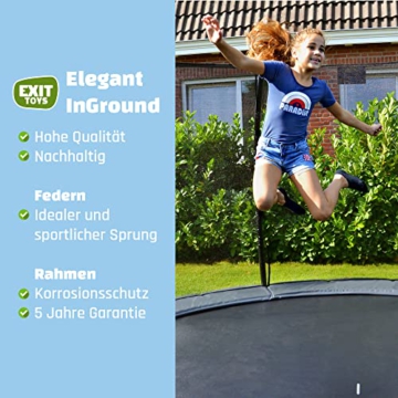 EXIT Toys Elegant Inground-Trampolin - ø305cm - Rundes Bodentrampolin Outdoor für Kinder - Sicherer Einstieg - Stabiler & Robuster Rahmen - mit Anker-Set - mit Foot Protection System - Schwarz - 7