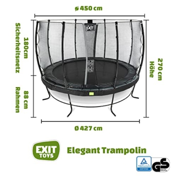 EXIT Toys Elegant Premium Trampolin - ø427cm - Rundes Trampolin Outdoor für Kinder - Sicherer Einstieg - Stabiler und Robuster Rahmen - mit Foot Protection System - Schwarz - 2