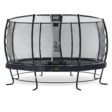 EXIT Toys Elegant Premium Trampolin - ø427cm - Rundes Trampolin Outdoor für Kinder - Sicherer Einstieg - Stabiler und Robuster Rahmen - mit Foot Protection System - Schwarz - 1