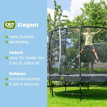 EXIT Toys Elegant Premium Trampolin - ø427cm - Rundes Trampolin Outdoor für Kinder - Sicherer Einstieg - Stabiler und Robuster Rahmen - mit Foot Protection System - Schwarz - 6