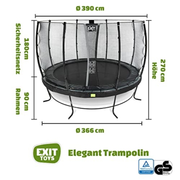 EXIT Toys Elegant Trampolin - ø366cm - Rundes Trampolin Outdoor für Kinder - Sicherer Einstieg - Stabiler und Robuster Rahmen - mit Foot Protection System - Schwarz - 2