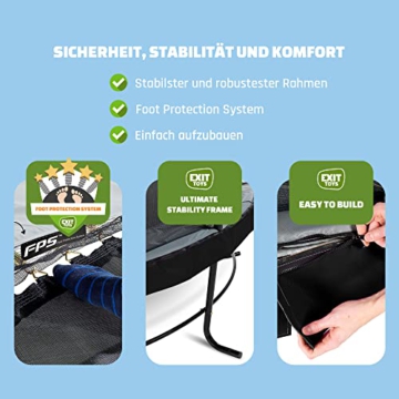 EXIT Toys Elegant Trampolin - ø366cm - Rundes Trampolin Outdoor für Kinder - Sicherer Einstieg - Stabiler und Robuster Rahmen - mit Foot Protection System - Schwarz - 3