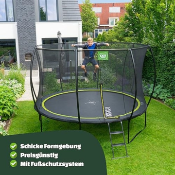 EXIT Toys Silhouette Trampolin - ø305cm - Rundes Gartentrampolin Outdoor für Kinder - Mit Sicherheitsnetz - Preisgünstig - Sicherer Einstieg - Gute Sprungkraft - Mit Fußschutzsystem - Schwarz - 2