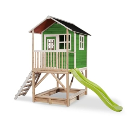 EXIT TOYS spielhaus Kinder Outdoor - Holzspielhaus LOFT 500 in Grün für Kinder - Hochwertiges und Langlebiges Kinderspielhaus für den Outdoor-Spaß - 1