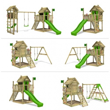 FATMOOSE DonkeyDome Double XXL Spielturm Stelzenhaus Kletterturm Baumhaus mit Schaukel und Rutsche - 