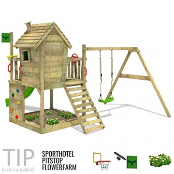 FATMOOSE DonkeyDome Double XXL Spielturm Stelzenhaus Kletterturm Baumhaus mit Schaukel und Rutsche - 