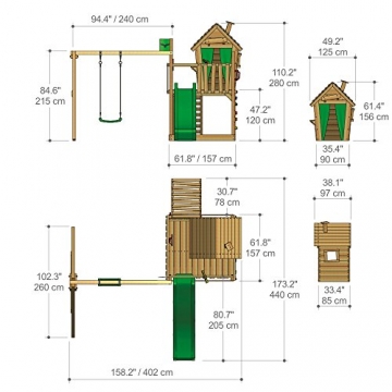 FATMOOSE DonkeyDome Double XXL Spielturm Stelzenhaus Kletterturm Baumhaus mit Schaukel und Rutsche - 