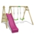 FATMOOSE Kinderschaukel Schaukelgestell JollyJack mit violetter Rutsche Schaukel, Schaukelgerüst, Doppelschaukel, Holzschaukel - 1