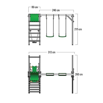 FATMOOSE Kinderschaukel Schaukelgestell JollyJade - Schaukel, Schaukelgerüst, Doppelschaukel, Holzschaukel mit Kletteranbau - 5