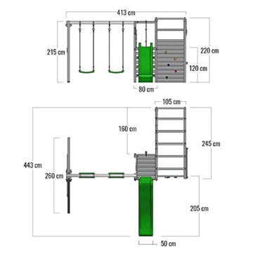 FATMOOSE Klettergerüst Spielturm ActionArena mit Schaukel & apfelgrüner Rutsche, Gartenspielgerät mit Leiter & Spiel-Zubehör - 5