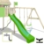 FATMOOSE Klettergerüst Spielturm ActionArena mit Schaukel & apfelgrüner Rutsche, Gartenspielgerät mit Leiter & Spiel-Zubehör - 6