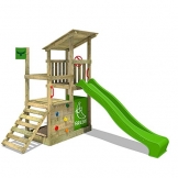 FATMOOSE Kletterturm FruityForest Fun XXL Spielturm Klettergerüst 3 Spielebenen, Rutsche und Sandkasten - 1