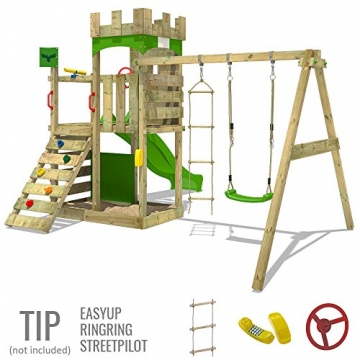 FATMOOSE Ritterburg BoldBaron Boost XXL Spielturm Kinder-Spielplatz mit Schaukel und Rutsche, extrabreitem Sandkasten und Podest - 3