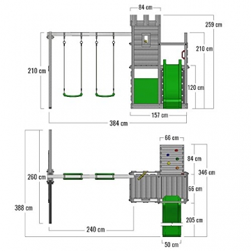 FATMOOSE Ritterburg BoldBaron Boost XXL Spielturm Kinder-Spielplatz mit Schaukel und Rutsche, extrabreitem Sandkasten und Podest - 6