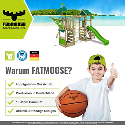 FATMOOSE Spielhaus RabbitRally Racer XXL Spielturm Holz mit 3 Ebenen Rutsche Schaukel Sandkasten - 7
