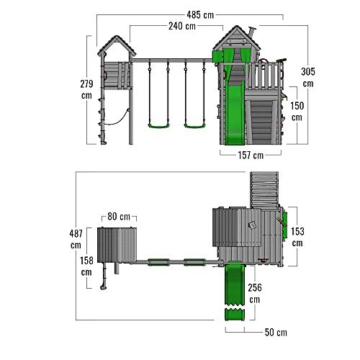 FATMOOSE Spielturm Klettergerüst CrazyCat mit Schaukel TowerSwing & apfelgrüner Rutsche, Spielhaus mit Leiter & Spiel-Zubehör - 5