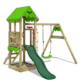 FATMOOSE Spielturm Klettergerüst FriendlyFrenzy Fun XXL mit Schaukel & grüner Rutsche, Outdoor Kinder Kletterturm mit Sandkasten, Leiter für den Garten - 1