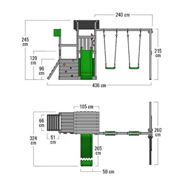 FATMOOSE Spielturm Klettergerüst FruityForest Fun XXL mit Doppel-Schaukel & grüner Rutsche, Spielhaus mit Sandkasten, Kletterwand & viel Spiel-Zubehör - 5