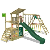 FATMOOSE Spielturm Klettergerüst FruityForest Fun XXL mit Surfanbau, Schaukel & grüner Rutsche, Outdoor Kinder Kletterturm mit Sandkasten, Leiter & Spiel-Zubehör für den Garten - 1