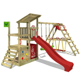 FATMOOSE Spielturm Klettergerüst FruityForest Fun XXL mit Surfanbau, Schaukel & roter Rutsche, Outdoor Kinder Kletterturm mit Sandkasten, Leiter & Spiel-Zubehör für den Garten - 1