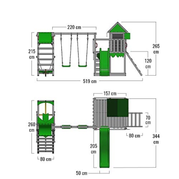 FATMOOSE Spielturm Klettergerüst JazzyJungle mit Schaukel SurfSwing & apfelgrüner Rutsche, Spielhaus mit Sandkasten, Leiter & Spiel-Zubehör - 5