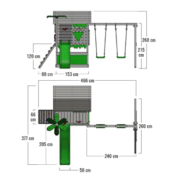 FATMOOSE Spielturm Klettergerüst TikaTaka mit Schaukel & apfelgrüner Rutsche, Stelzenhaus mit Sandkasten, Leiter & Spiel-Zubehör - 5