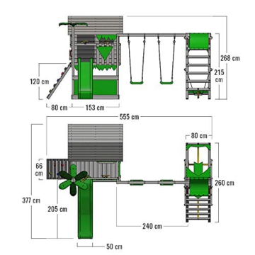 FATMOOSE Spielturm Klettergerüst TikaTaka mit Schaukel SurfSwing & apfelgrüner Rutsche, Stelzenhaus mit Sandkasten, Leiter & Spiel-Zubehör - 5