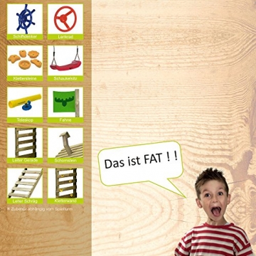 FATMOOSE Spielturm MagicMonkey Ultra XXL Kletterturm Baumhaus mit Schaukel und apfelgrüner Rutsche - 6