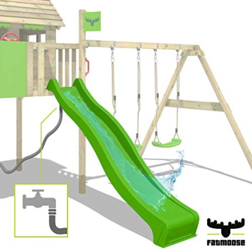 FATMOOSE Spielturm Ritterburg RiverRun Royal mit Schaukel & apfelgrüner Rutsche, Outdoor Kinder Kletterturm mit Sandkasten Leiter & Spiel-Zubehör für den Garten - 5