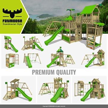 FATMOOSE Spielturm Ritterburg RiverRun Royal mit Schaukel & apfelgrüner Rutsche, Outdoor Kinder Kletterturm mit Sandkasten Leiter & Spiel-Zubehör für den Garten - 8