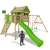 FATMOOSE Stelzenhaus FunFactory Fit XXL Spielturm Baumhaus Spielhaus mit Doppelschaukel und apfelgrüner Rutsche -